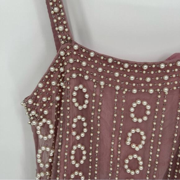 LPA Lelia beaded Mini dress bubble pink - M - Picture 4 of 11